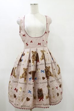画像1: Innocent World / ビスケットベアーコルセットジャンパースカート L ピンク H-25-06-21-072-IW-OP-NS-ZH