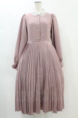 m petit by misako / レース襟プリーツワンピース M ピンク H-25-06-21-1025-LO-OP-NS-ZH