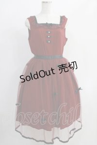 Innocent World / チュールエプロン付きジャンパースカート L ボルドー H-25-06-21-1012-IW-OP-NS-ZH