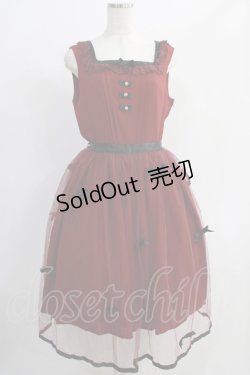 画像1: Innocent World / チュールエプロン付きジャンパースカート L ボルドー H-25-06-21-1012-IW-OP-NS-ZH