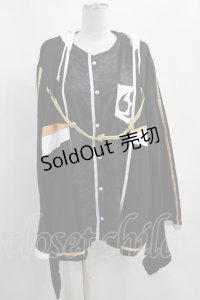 IRO+IRO / 風神雷神のドッキング和袖パーカー M ブラック/ホワイト H-25-06-21-1019-LO-TO-NS-ZH