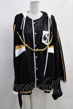 画像1: IRO+IRO / 風神雷神のドッキング和袖パーカー M ブラック/ホワイト H-25-06-21-1019-LO-TO-NS-ZH