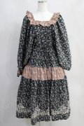 axes femme NOSTALGIE / 小花切替裾刺繍ワンピース M ブラック H-25-06-21-1023-AX-OP-NS-ZH