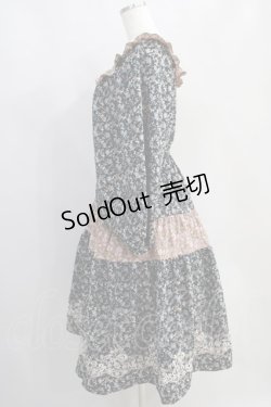 画像2: axes femme NOSTALGIE / 小花切替裾刺繍ワンピース M ブラック H-25-06-21-1023-AX-OP-NS-ZH