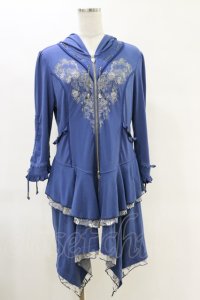Ozz oneste / フード付き薔薇刺繍ZIPジャケット  青 H-25-06-21-043-OO-JA-KB-ZH