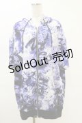 NieR Clothing / 総柄ZIP半袖パーカー  紫系 H-25-06-21-045-PU-TO-KB-ZH