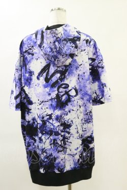 画像2: NieR Clothing / 総柄ZIP半袖パーカー  紫系 H-25-06-21-045-PU-TO-KB-ZH