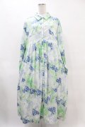 merry jenny / fog flowerシャツワンピース  ブルー H-25-06-23-1049-LO-OP-KB-ZH