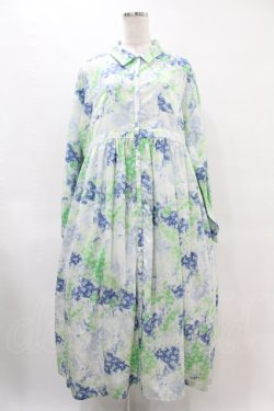 画像1: merry jenny / fog flowerシャツワンピース  ブルー H-25-06-23-1049-LO-OP-KB-ZH