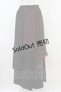 Qutie Frash / フレアラップ付きバギーパンツ  黒×赤 H-25-06-23-1030-QU-PA-KB-ZH