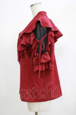 画像2: DearMyLove / ショルダーレースモテフリルボウタイブラウス 3L レッド H-25-06-23-057-EL-BL-NS-ZH