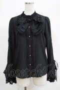 axes femme kawaii / リボンブローチ付姫袖ブラウス M ブラック H-25-06-23-058-AX-BL-NS-ZH