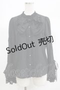 axes femme kawaii / リボンブローチ付姫袖ブラウス M ブラック H-25-06-23-058-AX-BL-NS-ZH