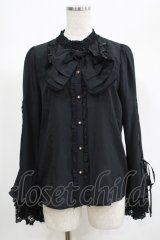axes femme kawaii / リボンブローチ付姫袖ブラウス M ブラック H-25-06-23-058-AX-BL-NS-ZH