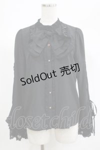 axes femme kawaii / リボンブローチ付姫袖ブラウス M ブラック H-25-06-23-058-AX-BL-NS-ZH