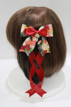 画像2: LOTUS ribbon / ツインリボンバレッタ  レッド H-25-06-23-083-EL-AC-NS-ZH
