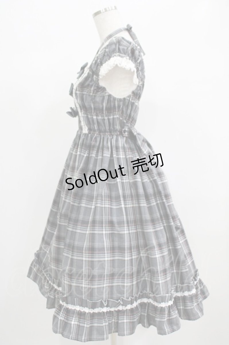 画像2: BABY,THE STARS SHINE BRIGHT / タータンチェックリボンミニ袖ジャンパースカート Free グレー H-25-06-23-010-BA-OP-NS-ZH (2)
