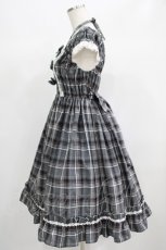 画像2: BABY,THE STARS SHINE BRIGHT / タータンチェックリボンミニ袖ジャンパースカート Free グレー H-25-06-23-010-BA-OP-NS-ZH (2)