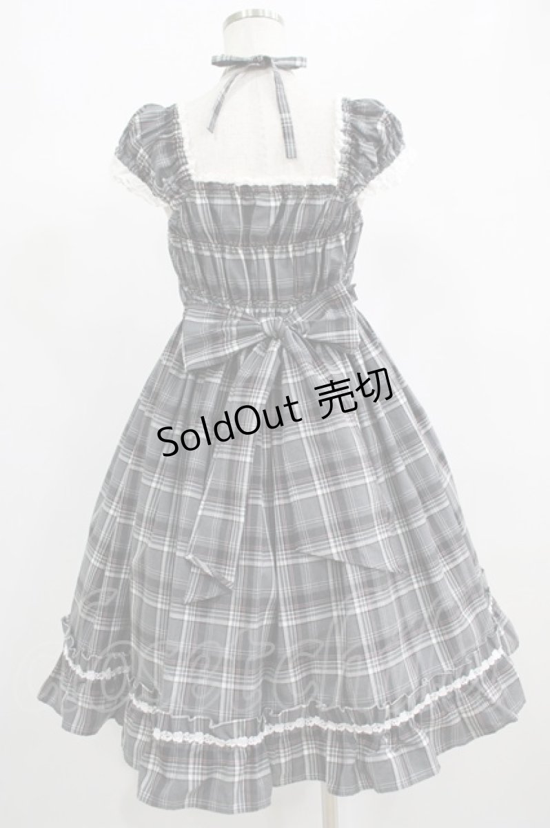 画像3: BABY,THE STARS SHINE BRIGHT / タータンチェックリボンミニ袖ジャンパースカート Free グレー H-25-06-23-010-BA-OP-NS-ZH (3)