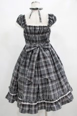 画像3: BABY,THE STARS SHINE BRIGHT / タータンチェックリボンミニ袖ジャンパースカート Free グレー H-25-06-23-010-BA-OP-NS-ZH (3)