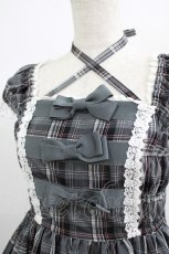 画像4: BABY,THE STARS SHINE BRIGHT / タータンチェックリボンミニ袖ジャンパースカート Free グレー H-25-06-23-010-BA-OP-NS-ZH (4)