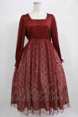 画像1: axes femme POETIQUE / 白雪姫モチーフワンピース M ボルドー H-25-06-23-017-AX-OP-NS-ZH