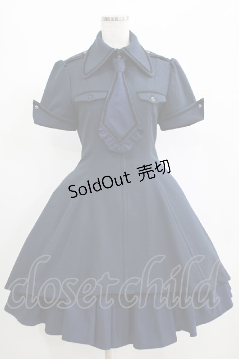 画像1: ATELIER BOZ / クロアートスカート付きワンピース  紺×紺 H-25-06-24-001-EL-OP-KB-ZH (1)