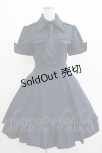 ATELIER BOZ / クロアートスカート付きワンピース  紺×紺 H-25-06-24-001-EL-OP-KB-ZH