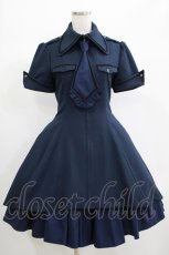 画像1: ATELIER BOZ / クロアートスカート付きワンピース  紺×紺 H-25-06-24-001-EL-OP-KB-ZH (1)