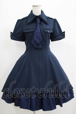 画像1: ATELIER BOZ / クロアートスカート付きワンピース  紺×紺 H-25-06-24-001-EL-OP-KB-ZH