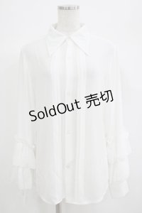 Drug Honey / ピンタックフリルブラウス  白 H-25-06-24-028-PU-BL-KB-ZH