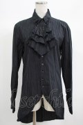 BPN FOR MEN / ジャボタイストライプブラウス M 黒 H-25-06-24-032-GO-BL-KB-ZH