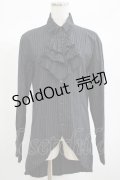 BPN FOR MEN / ジャボタイストライプブラウス M 黒 H-25-06-24-032-GO-BL-KB-ZH