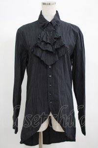 BPN FOR MEN / ジャボタイストライプブラウス M 黒 H-25-06-24-032-GO-BL-KB-ZH