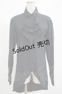 BPN FOR MEN / ジャボタイストライプブラウス M 黒 H-25-06-24-032-GO-BL-KB-ZH
