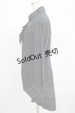 画像2: BPN FOR MEN / ジャボタイストライプブラウス M 黒 H-25-06-24-032-GO-BL-KB-ZH