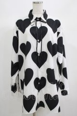TRAVAS TOKYO / Hearts Aligned Shirts  白×黒 H-25-06-24-035-PU-BL-KB-ZH