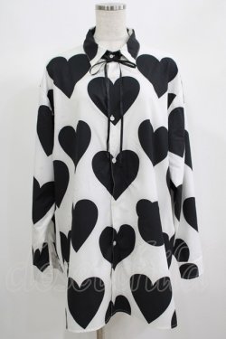 画像1: TRAVAS TOKYO / Hearts Aligned Shirts  白×黒 H-25-06-24-035-PU-BL-KB-ZH