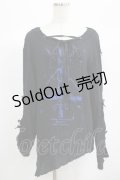 Moi-meme-Moitie / フォールクロス・チョーカー付きガーゼトップス Men ブラック×ブルー H-25-06-24-036-MO-TO-KB-ZH