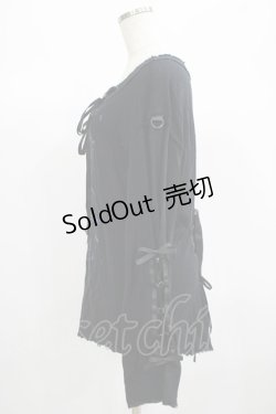 画像2: Moi-meme-Moitie / フォールクロス・チョーカー付きガーゼトップス Men ブラック×ブルー H-25-06-24-036-MO-TO-KB-ZH
