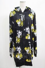NieR Clothing / 総柄ZIPパーカー  黒 H-25-06-24-037-PU-TO-KB-ZH