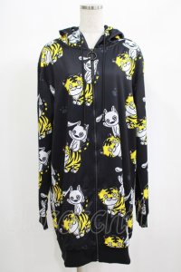 NieR Clothing / 総柄ZIPパーカー  黒 H-25-06-24-037-PU-TO-KB-ZH