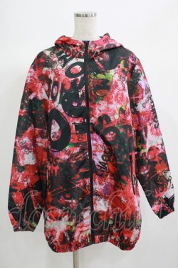 画像1: NieR Clothing / 総柄ZIPブルゾンパーカー  赤系 H-25-06-24-038-PU-TO-KB-ZH
