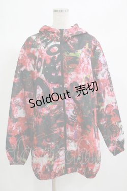 画像1: NieR Clothing / 総柄ZIPブルゾンパーカー  赤系 H-25-06-24-038-PU-TO-KB-ZH