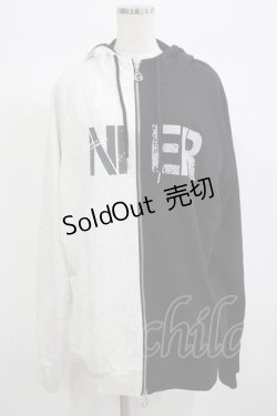 画像1: NieR Clothing / TWO-TONE ZIPパーカー  黒×グレー H-25-06-24-041-PU-TO-KB-ZH