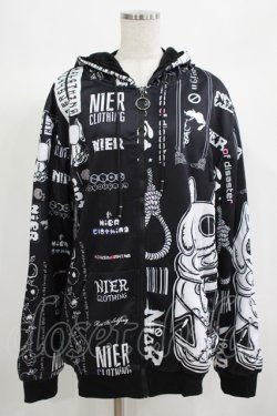 画像1: NieR Clothing / 防寒裏起毛パーカー  黒 H-25-06-24-042-PU-TO-KB-ZH