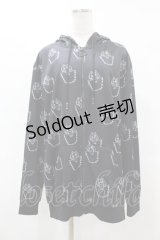 NieR Clothing / 総柄ZIPパーカー F 黒 H-25-10-14-006-PU-TO-KB-ZH