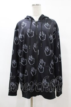 画像1: NieR Clothing / 総柄ZIPパーカー F 黒 H-25-06-24-1043-PU-TO-KB-ZH