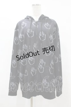 画像1: NieR Clothing / 総柄ZIPパーカー F 黒 H-25-10-14-006-PU-TO-KB-ZH