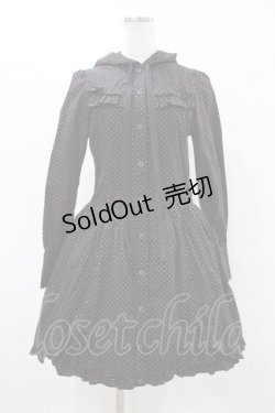 画像1: PEACE NOW / うさ耳フードドットワンピース  黒×ピンク H-25-06-24-1010-PU-OP-KB-ZH